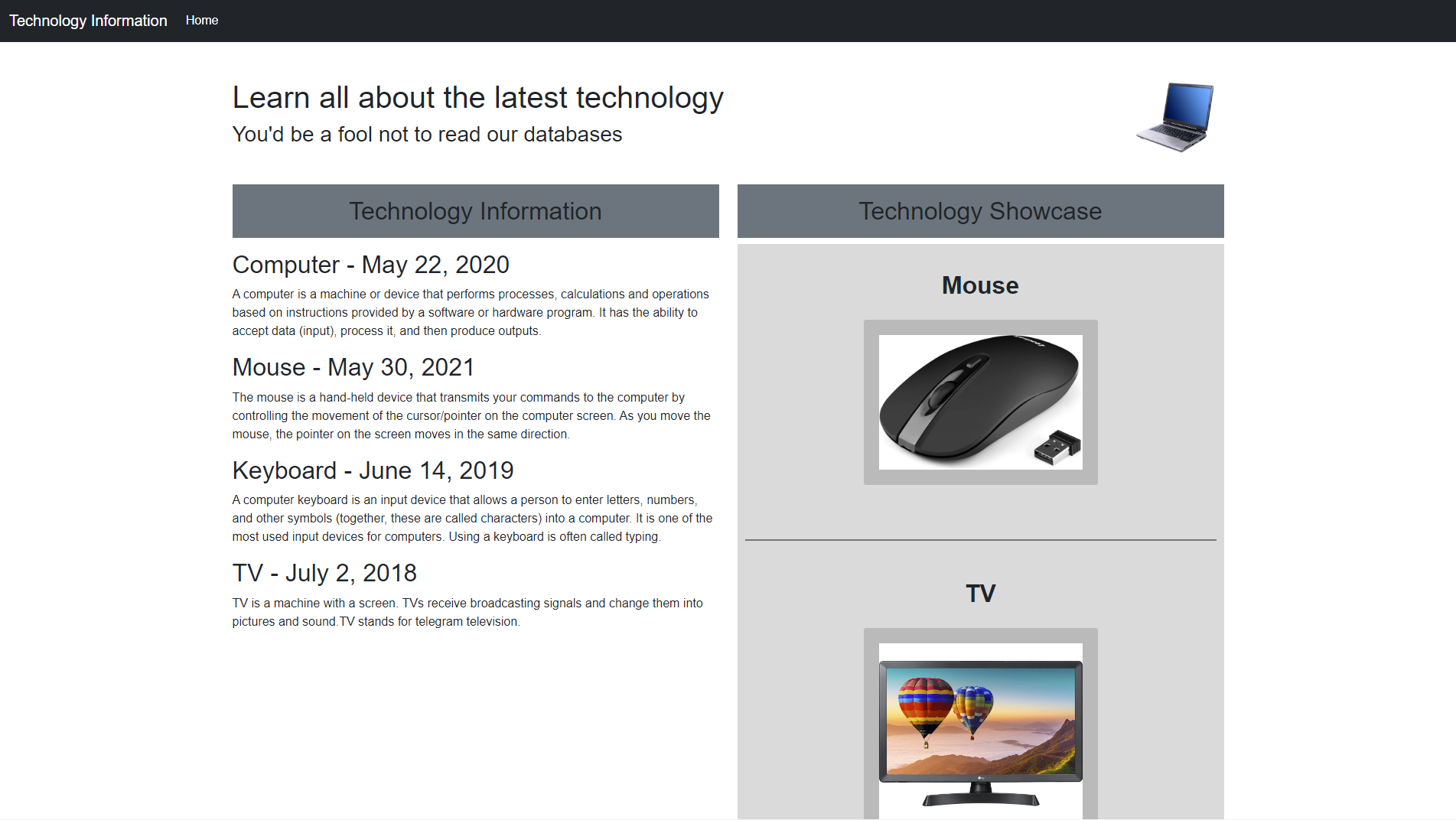 Technology Webpage preview